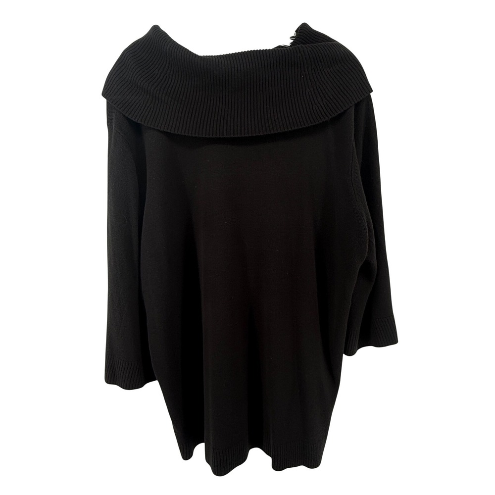 Mercer Street Studio Black Portrait Collar Knit Sweater Plus 3X Elbow Sleeve